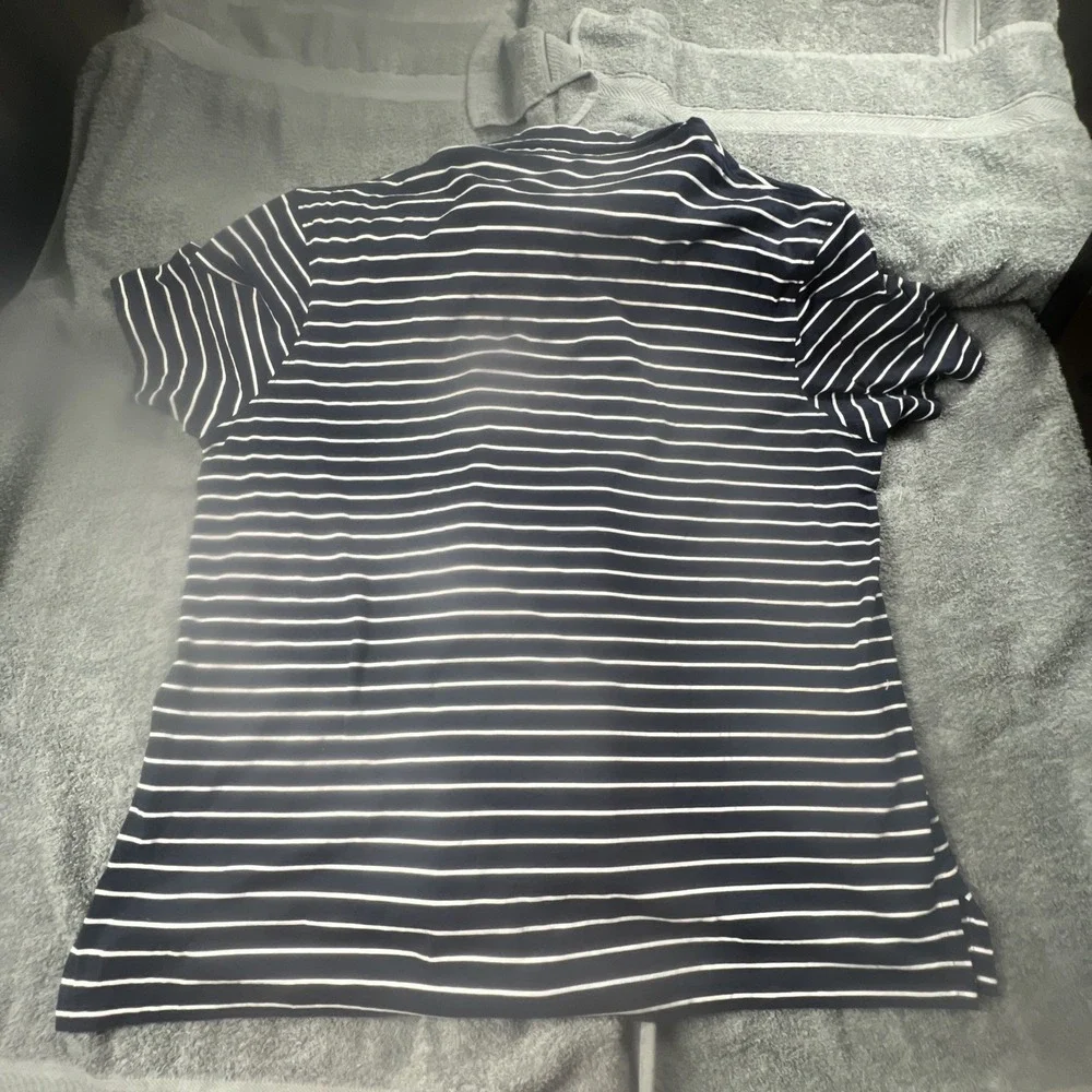 POLO Ralph Lauren Men's Classic Fit Interlock Navy Blue‎ White Stripe Shirt XXL